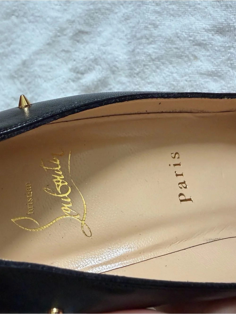 Christian Louboutin Black Pointed Spike-Embellished heels 3 inches - size 38.5